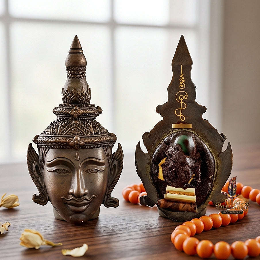Thai Amulet Sovereign Maha Saneh, Seduction & Supreme Metta Nawa Metal Edition Sian Phet Phayathorn Master Head Luang Pu In Wat Nong Mek Surin Thai Blessing Co By RURUECHA