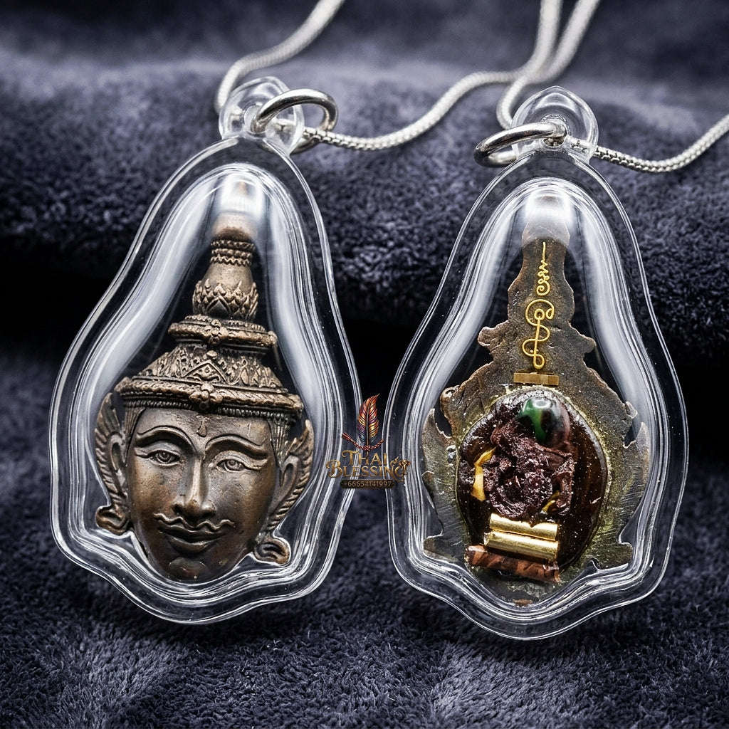 Thai Amulet Sovereign Maha Saneh, Seduction & Supreme Metta Nawa Metal Edition Sian Phet Phayathorn Master Head Luang Pu In Wat Nong Mek Surin Thai Blessing Co By RURUECHA