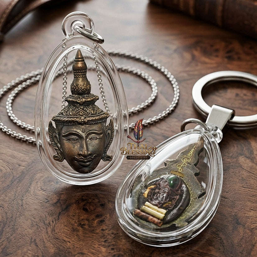Thai Amulet Sovereign Maha Saneh, Seduction & Supreme Metta Nawa Metal Edition Sian Phet Phayathorn Master Head Luang Pu In Wat Nong Mek Surin Thai Blessing Co By RURUECHA