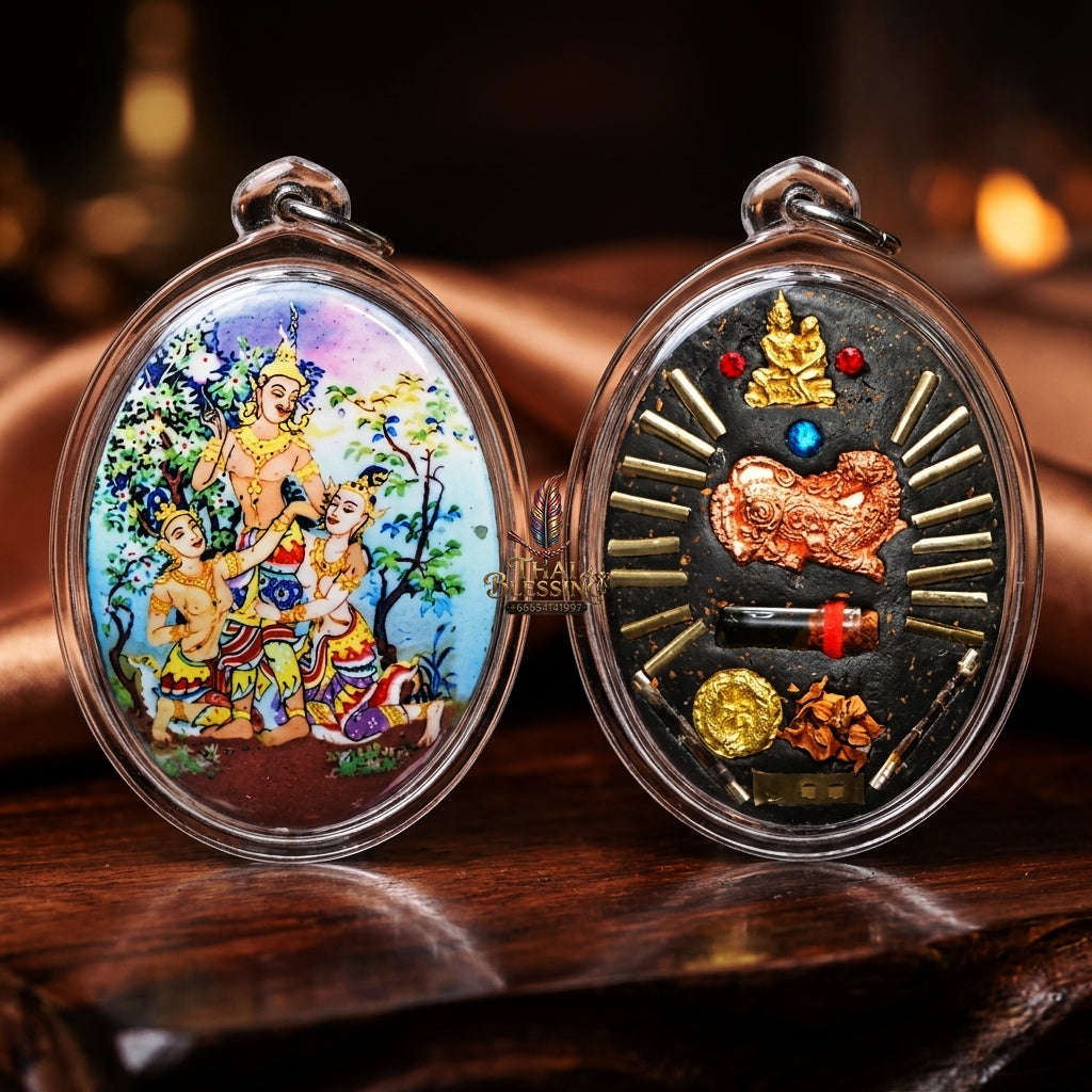 Thai Amulet Sovereign Maha Saneh, Seduction & Supreme Metta Phet Phayathorn Locket Luang Pu In Wat Nong Mek Surin Thai Blessing Co By RURUECHA