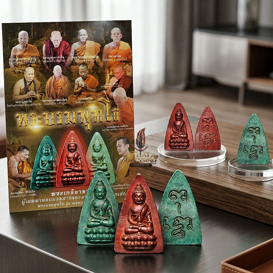 Thai Amulet Supreme Buddha Lineage, Universal Protection & Great Fortune Masterpiece Phra Borom Phutthotho Pendant Thai Blessing Co By RURUECHA