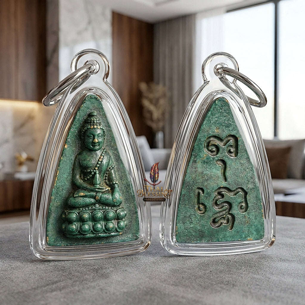 Thai Amulet Supreme Buddha Lineage, Wealth Attraction & Universal Protection Phra Borom Phutthotho Waterproof Pendant Master Thai Blessing Co By RURUECHA