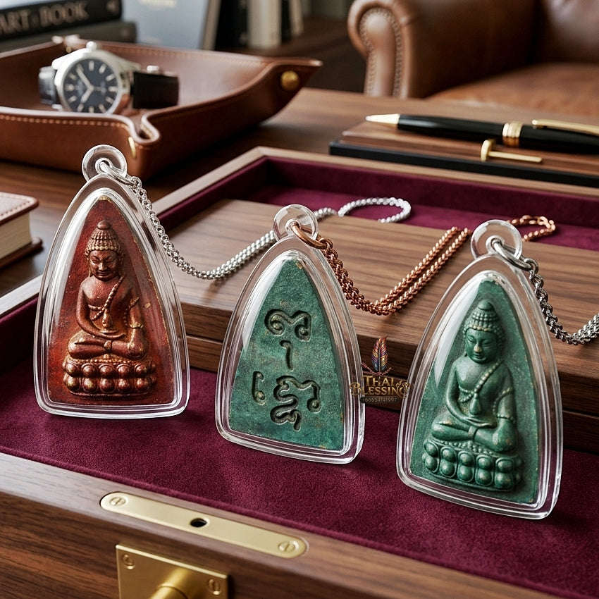 Thai Amulet Supreme Buddha Lineage, Wealth Attraction & Universal Protection Phra Borom Phutthotho Waterproof Pendant Master Thai Blessing Co By RURUECHA