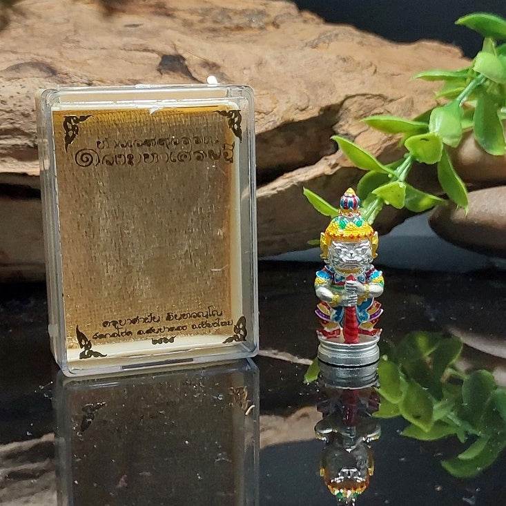 Premium Thao Wessuwan Wealth Amulet – Blessed by Kru Ba Kamphan for Prosperity and Abundance กะไหล่เงินลงยา