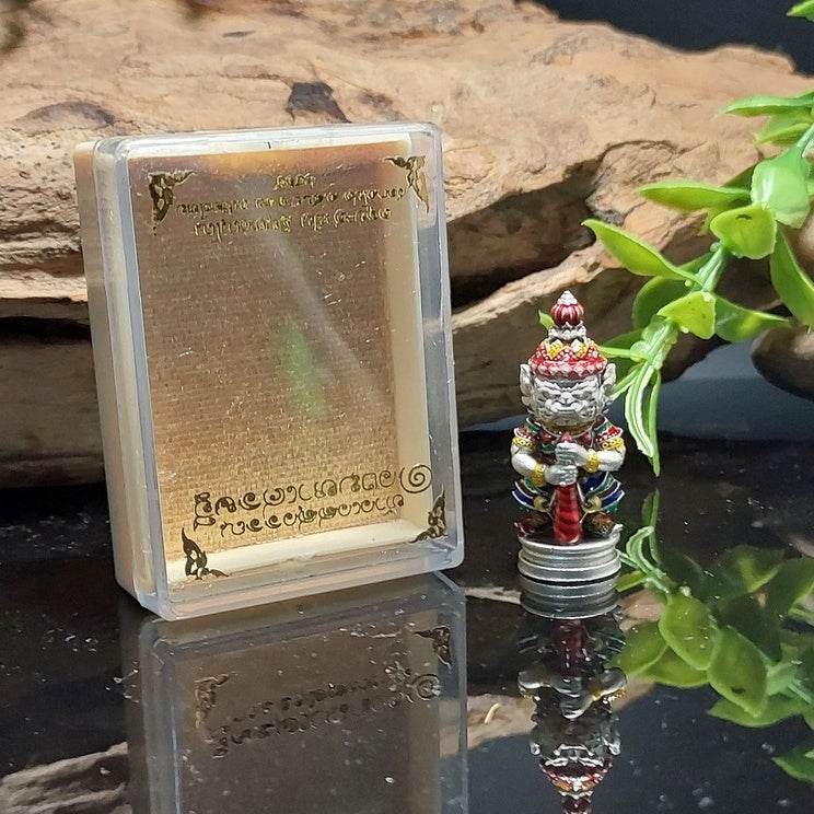 Premium Thao Wessuwan Wealth Amulet – Blessed by Kru Ba Kamphan for Prosperity and Abundance บรอนซาตินเงินลงยาสี