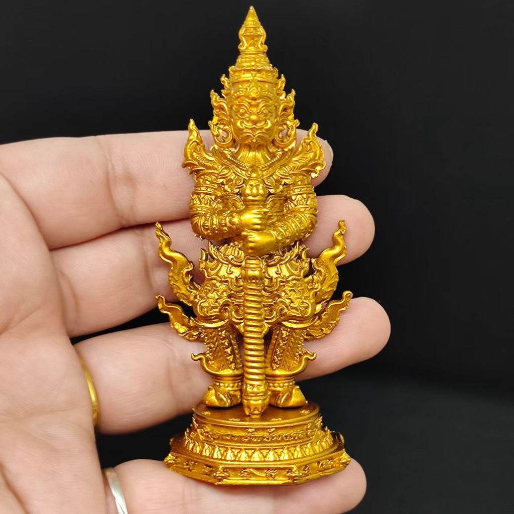Thao Wessuwan Wealth Statue 10cm Gold Guardian from Wat Chulamanee for Prosperity and Protection Default Title