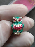 Thevarattikan Owl Wealth Deity – Silver-Plated Bronze with Green Enamel Default Title