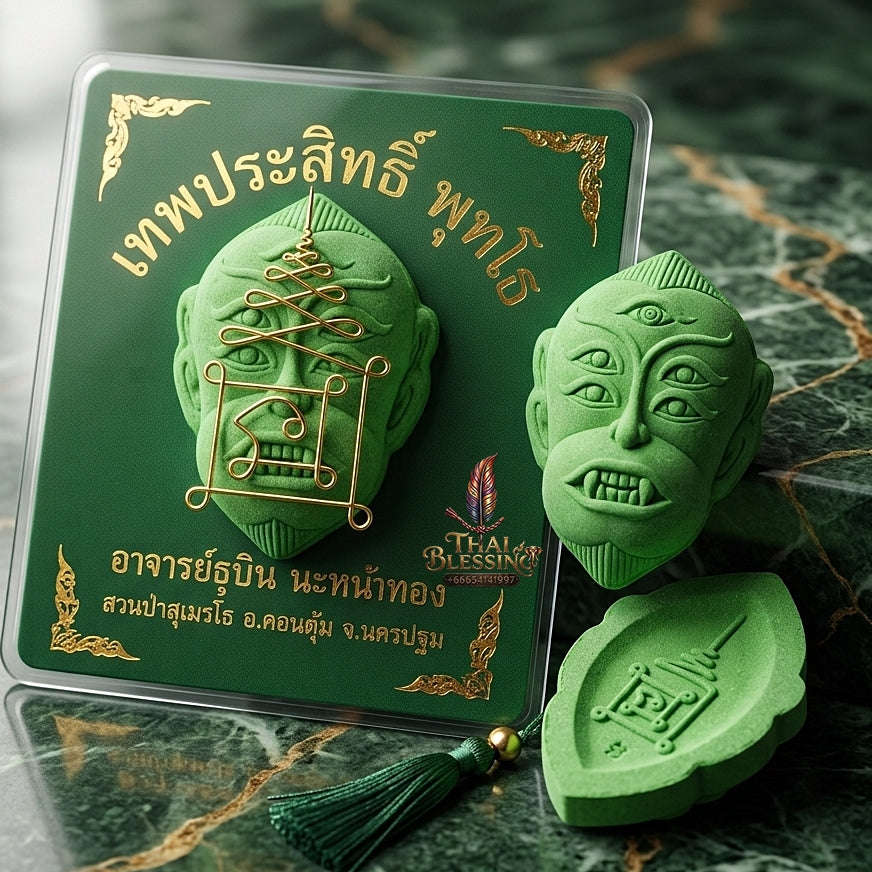 Thai Amulet Ultimate Wealth, Divine Transformation & Auspicious Prosperity Four-Ears Five-Eyes (Thep Si Hu Ha Ta) Ajarn Subin Na Na Thong Thai Blessing Co By RURUECHA