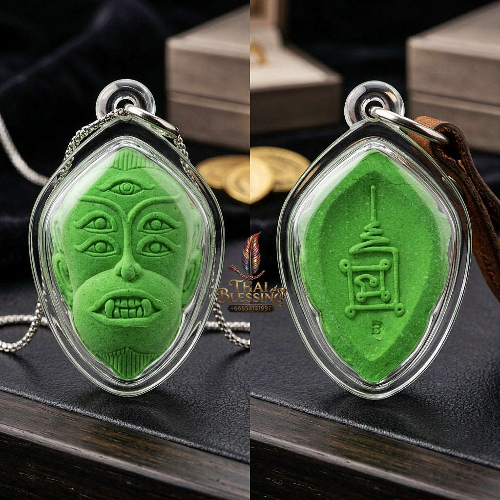 Thai Amulet Ultimate Wealth, Divine Transformation & Auspicious Prosperity Four-Ears Five-Eyes (Thep Si Hu Ha Ta) Ajarn Subin Na Na Thong Thai Blessing Co By RURUECHA