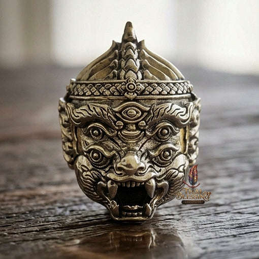 Thai Amulet Ultimate Wealth, Divine Transformation & Auspicious Prosperity Nickel & Hanuman-Face Edition Four-Ears Five-Eyes (Thep Si Hu Ha Ta) Ajarn Subin Na Na Thong Thai Blessing Co By RURUECHA