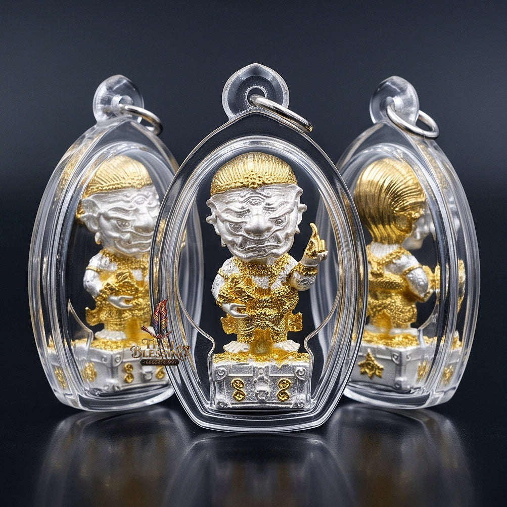Thai Amulet Ultimate Wealth, Divine Windfalls & Auspicious Prosperity 2K-Plated Samrit Bronze Edition Si Hu Ha Ta Thevada Hai Lap Talisman Thai Blessing Co By RURUECHA