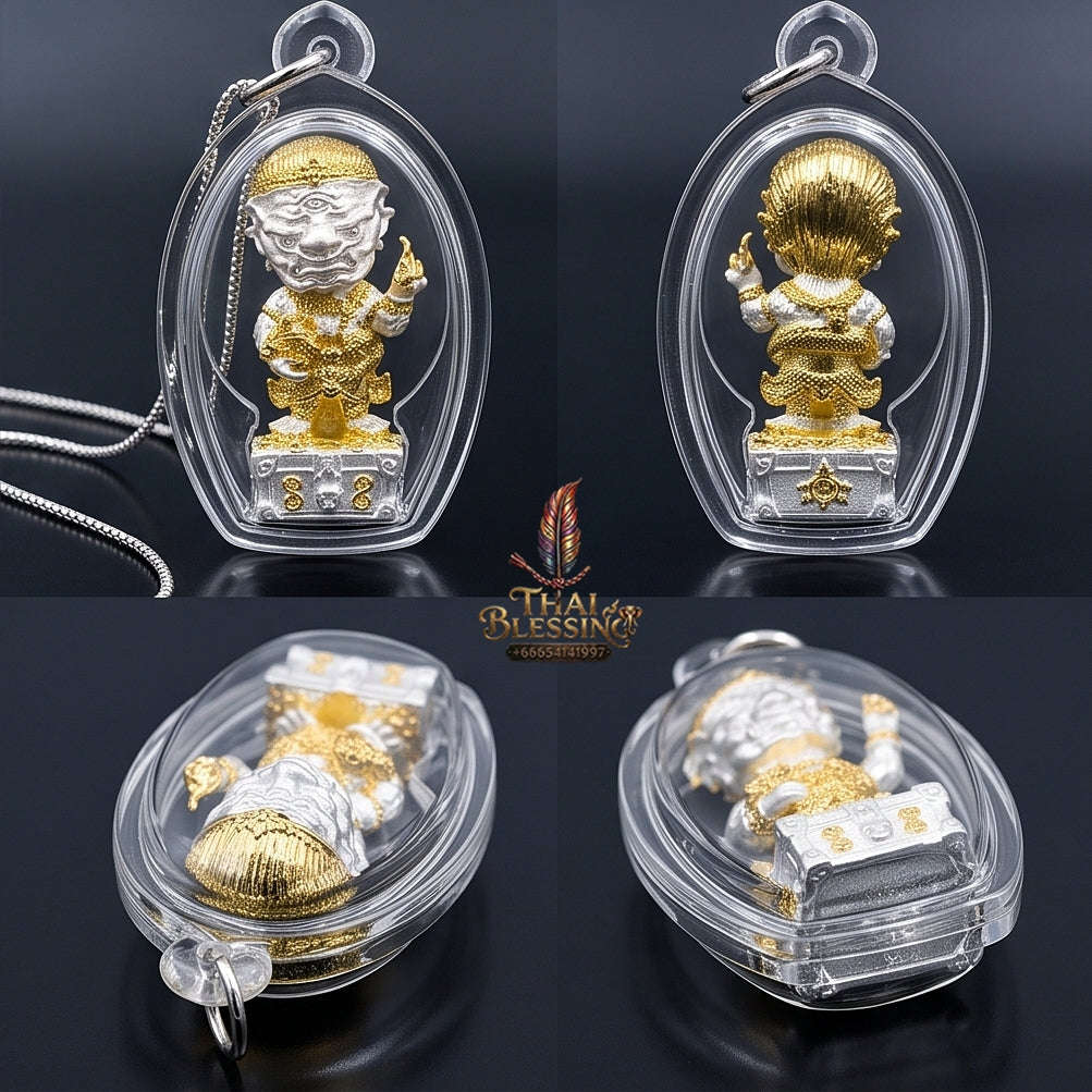 Thai Amulet Ultimate Wealth, Divine Windfalls & Auspicious Prosperity 2K-Plated Samrit Bronze Edition Si Hu Ha Ta Thevada Hai Lap Talisman Thai Blessing Co By RURUECHA