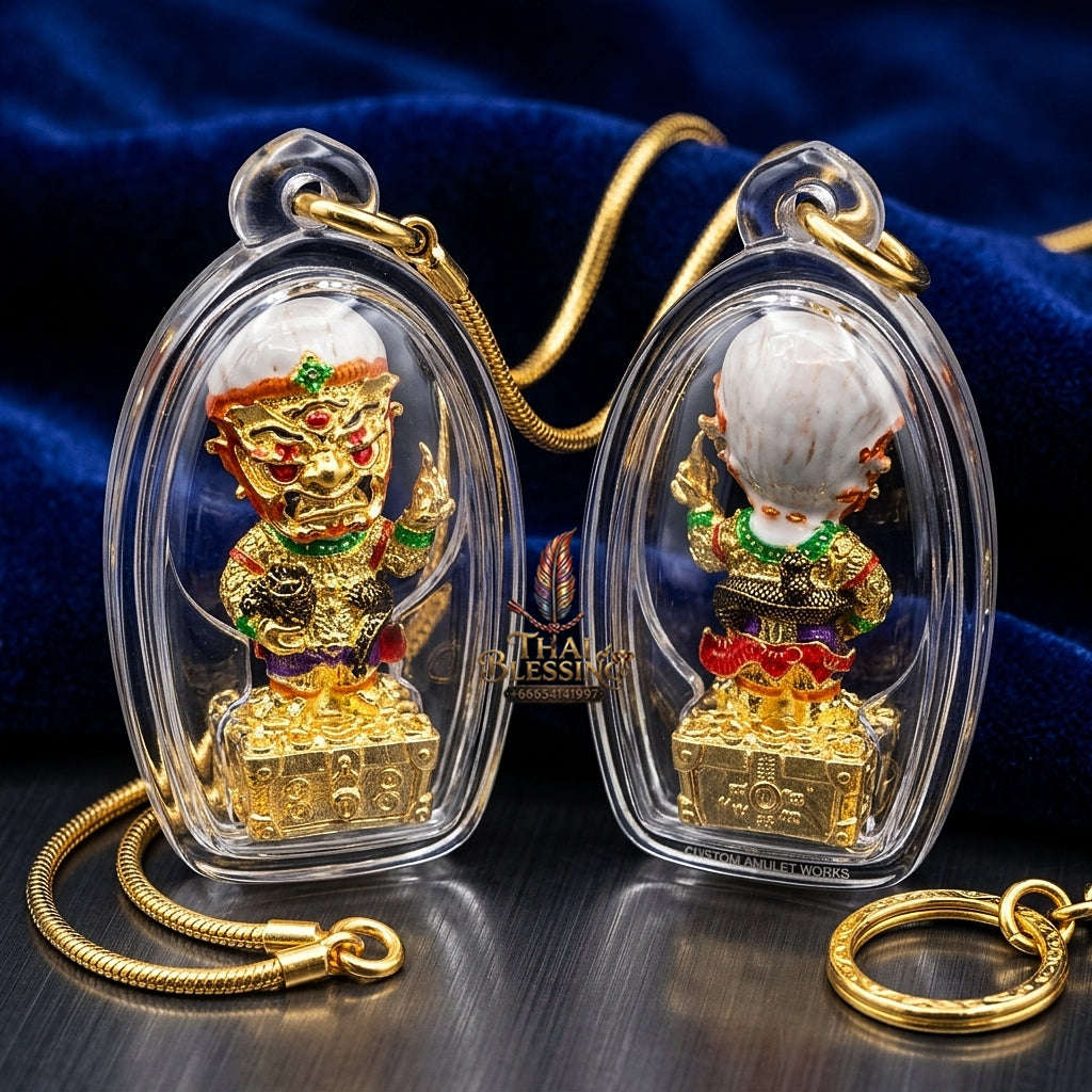 Thai Amulet Ultimate Wealth, Divine Windfalls & Auspicious Prosperity Samrit Bronze Edition Si Hu Ha Ta Thevada Hai Lap Talisman Thai Blessing Co By RURUECHA