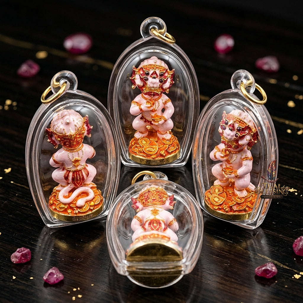 Thai Amulet Ultimate Wealth, Lanna Sorcery & Auspicious Prosperity Four-Ears Five-Eyes (Thep Si Hu Ha Ta) Pendant Thai Blessing Co By RURUECHA