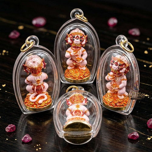 Thai Amulet Ultimate Wealth, Lanna Sorcery & Auspicious Prosperity Four-Ears Five-Eyes (Thep Si Hu Ha Ta) Pendant Thai Blessing Co By RURUECHA