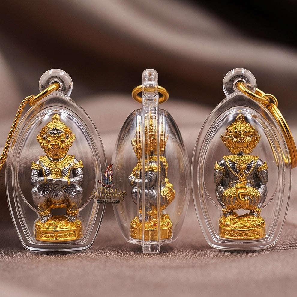 Thai Amulet Ultimate Wealth, Lanna Sorcery & Auspicious Prosperity Four-Ears Five-Eyes (Thep Si Hu Ha Ta) Talisman Thai Blessing Co By RURUECHA