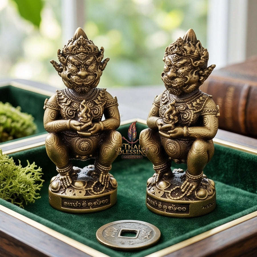 Thai Amulet Ultimate Wealth, Lanna Sorcery & Auspicious Prosperity Four-Ears Five-Eyes (Thep Si Hu Ha Ta) Talisman Thai Blessing Co By RURUECHA