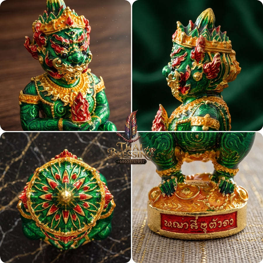Thai Amulet Ultimate Wealth, Lanna Sorcery & Auspicious Prosperity Four-Ears Five-Eyes (Thep Si Hu Ha Ta) Talisman Thai Blessing Co By RURUECHA
