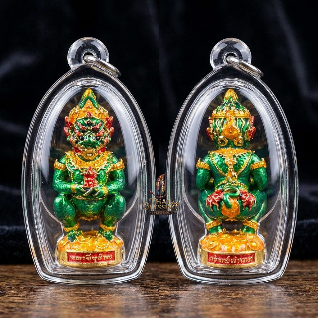 Thai Amulet Ultimate Wealth, Lanna Sorcery & Auspicious Prosperity  Four-Ears Five-Eyes (Thep Si Hu Ha Ta) Talisman Thai Blessing Co By RURUECHA