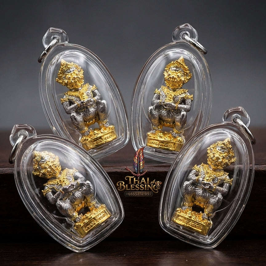 Thai Amulet Ultimate Wealth, Lanna Sorcery & Auspicious Prosperity Four-Ears Five-Eyes (Thep Si Hu Ha Ta) Talisman Thai Blessing Co By RURUECHA