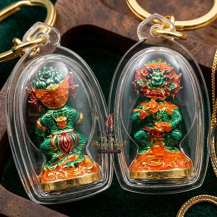 Thai Amulet Ultimate Wealth, Lanna Sorcery & Auspicious Prosperity Four-Ears Five-Eyes (Thep Si Hu Ha Ta) Talisman Thai Blessing Co By RURUECHA