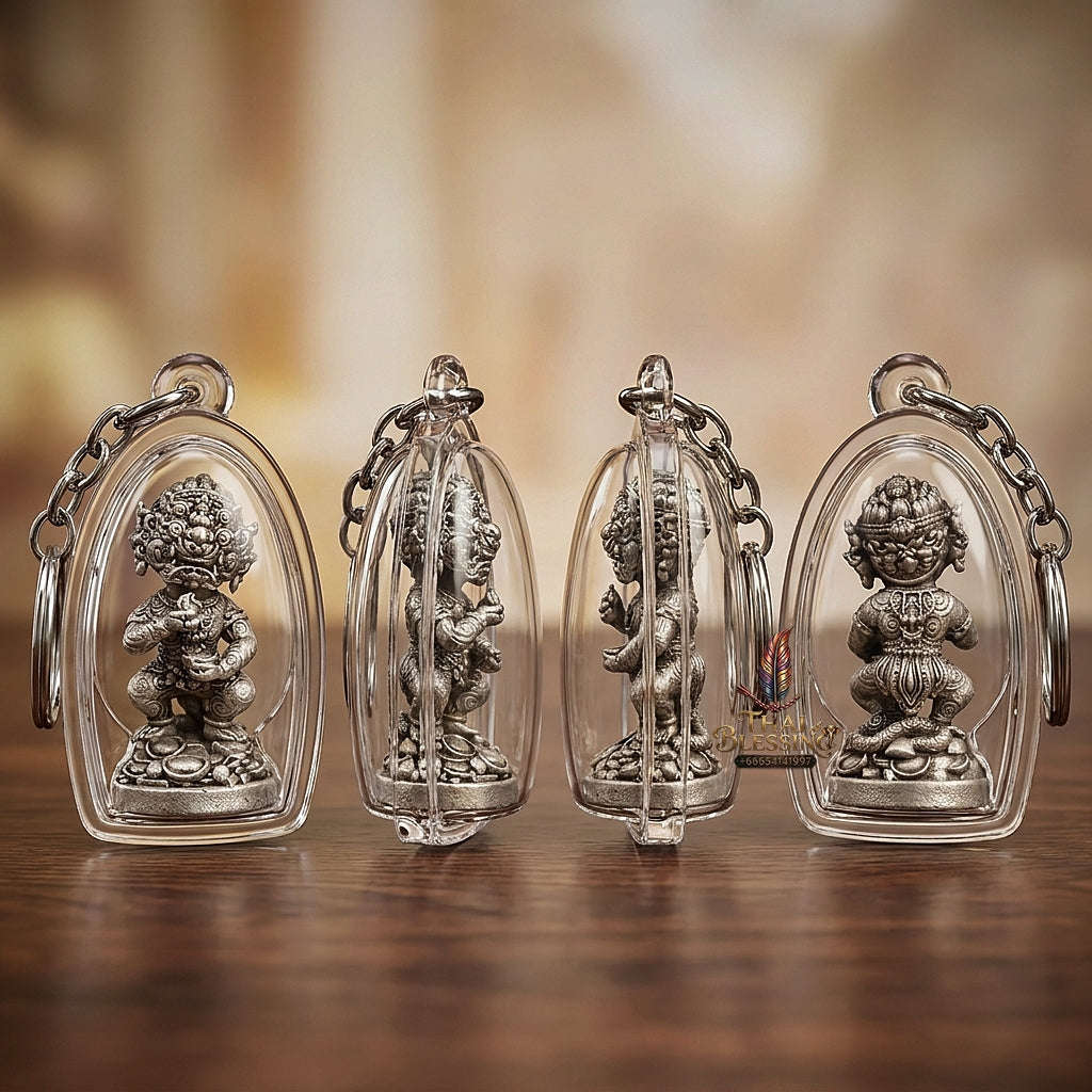 Thai Amulet Ultimate Wealth, Lanna Sorcery & Auspicious Prosperity Four-Ears Five-Eyes (Thep Si Hu Ha Ta) Talisman Thai Blessing Co By RURUECHA