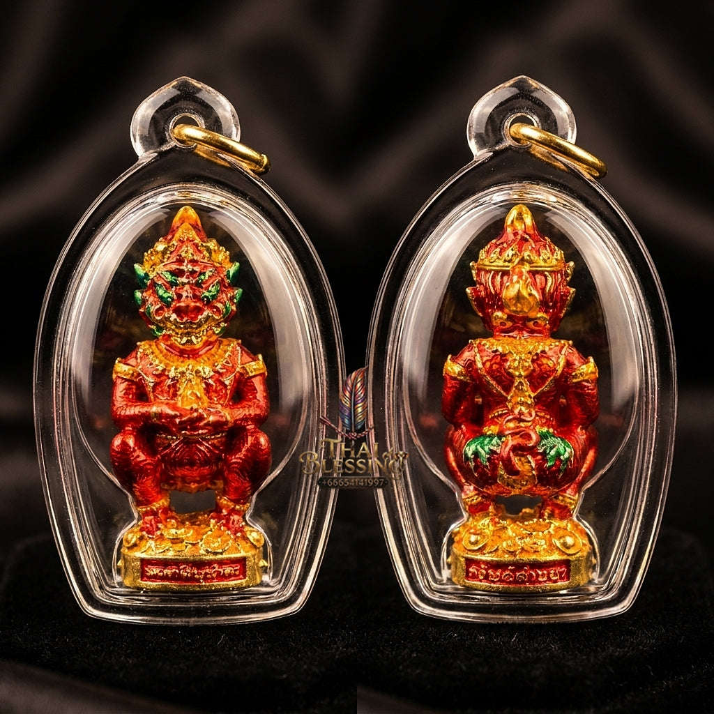 Thai Amulet Ultimate Wealth, Lanna Sorcery & Auspicious Prosperity  Four-Ears Five-Eyes (Thep Si Hu Ha Ta) Talisman Thai Blessing Co By RURUECHA