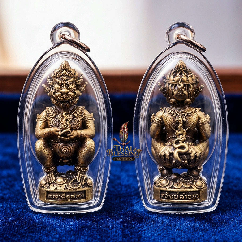 Thai Amulet Ultimate Wealth, Lanna Sorcery & Auspicious Prosperity Four-Ears Five-Eyes (Thep Si Hu Ha Ta) Talisman Thai Blessing Co By RURUECHA