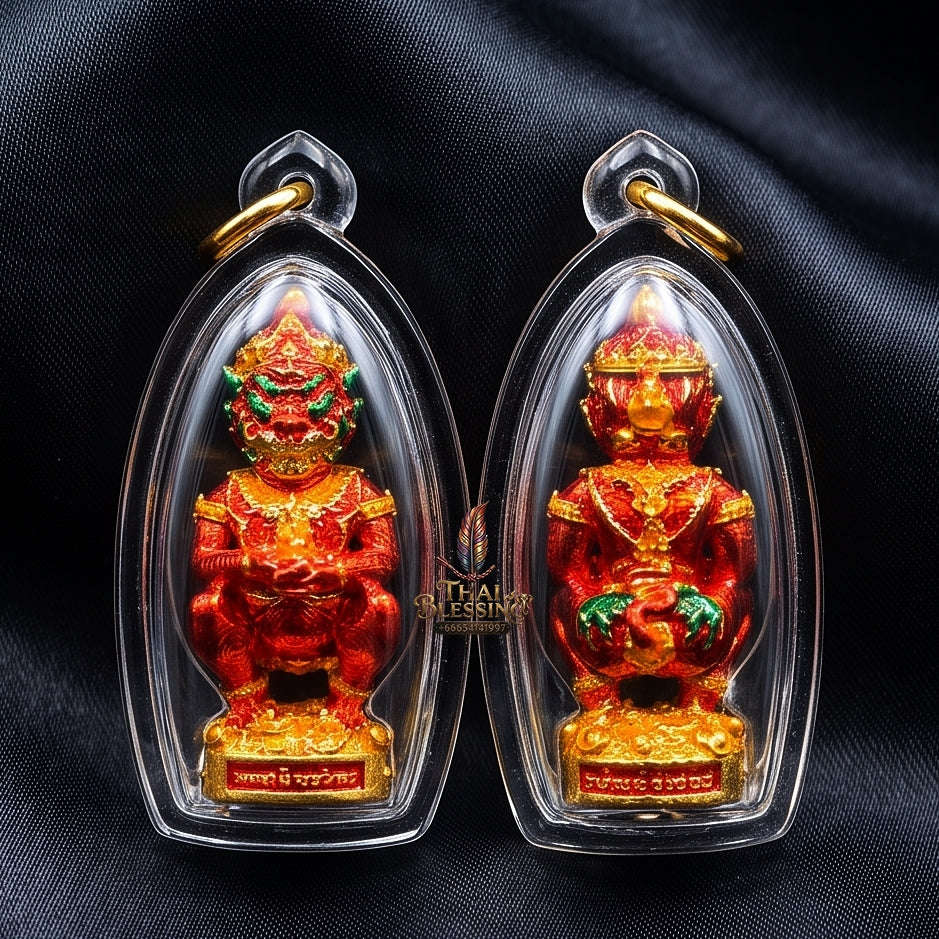 Thai Amulet Ultimate Wealth, Lanna Sorcery & Auspicious Prosperity  Four-Ears Five-Eyes (Thep Si Hu Ha Ta) Talisman Thai Blessing Co By RURUECHA