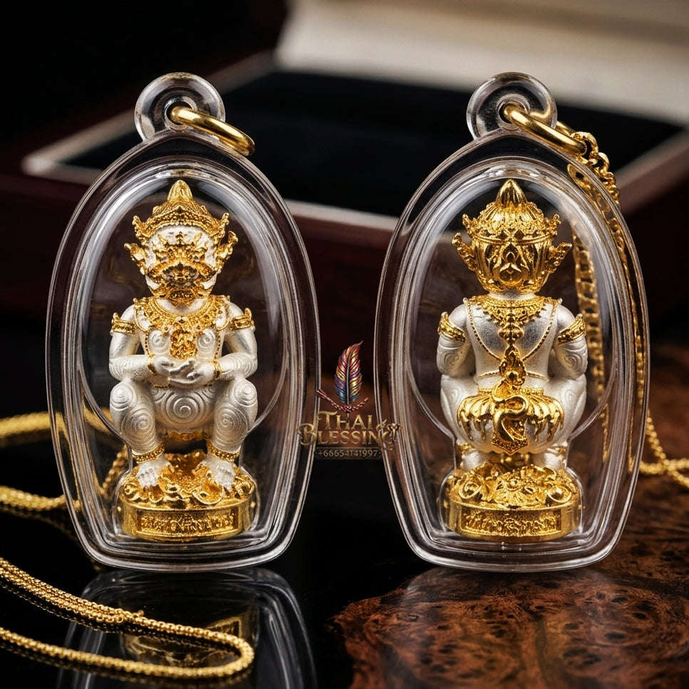 Thai Amulet Ultimate Wealth, Lanna Sorcery & Auspicious Prosperity Four-Ears Five-Eyes (Thep Si Hu Ha Ta) Talisman Thai Blessing Co By RURUECHA