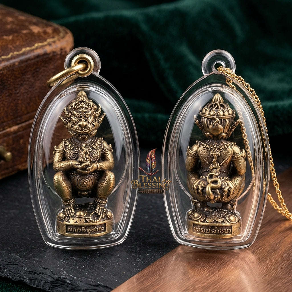 Thai Amulet Ultimate Wealth, Lanna Sorcery & Auspicious Prosperity Four-Ears Five-Eyes (Thep Si Hu Ha Ta) Talisman Thai Blessing Co By RURUECHA