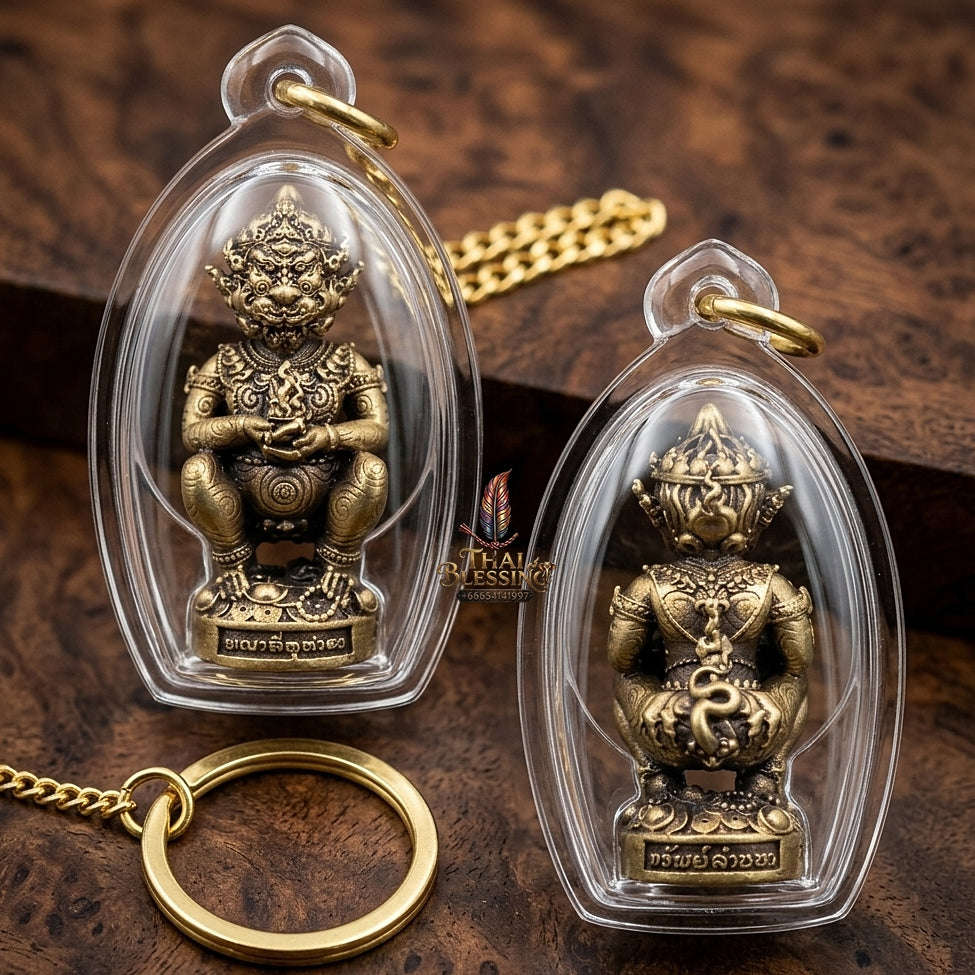 Thai Amulet Ultimate Wealth, Lanna Sorcery & Auspicious Prosperity Four-Ears Five-Eyes (Thep Si Hu Ha Ta) Talisman Thai Blessing Co By RURUECHA