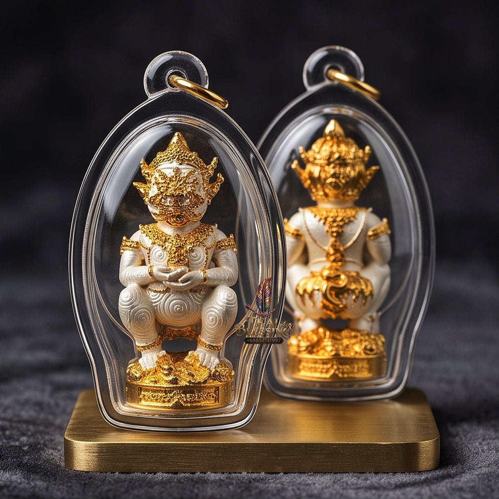 Thai Amulet Ultimate Wealth, Lanna Sorcery & Auspicious Prosperity Four-Ears Five-Eyes (Thep Si Hu Ha Ta) Talisman Thai Blessing Co By RURUECHA