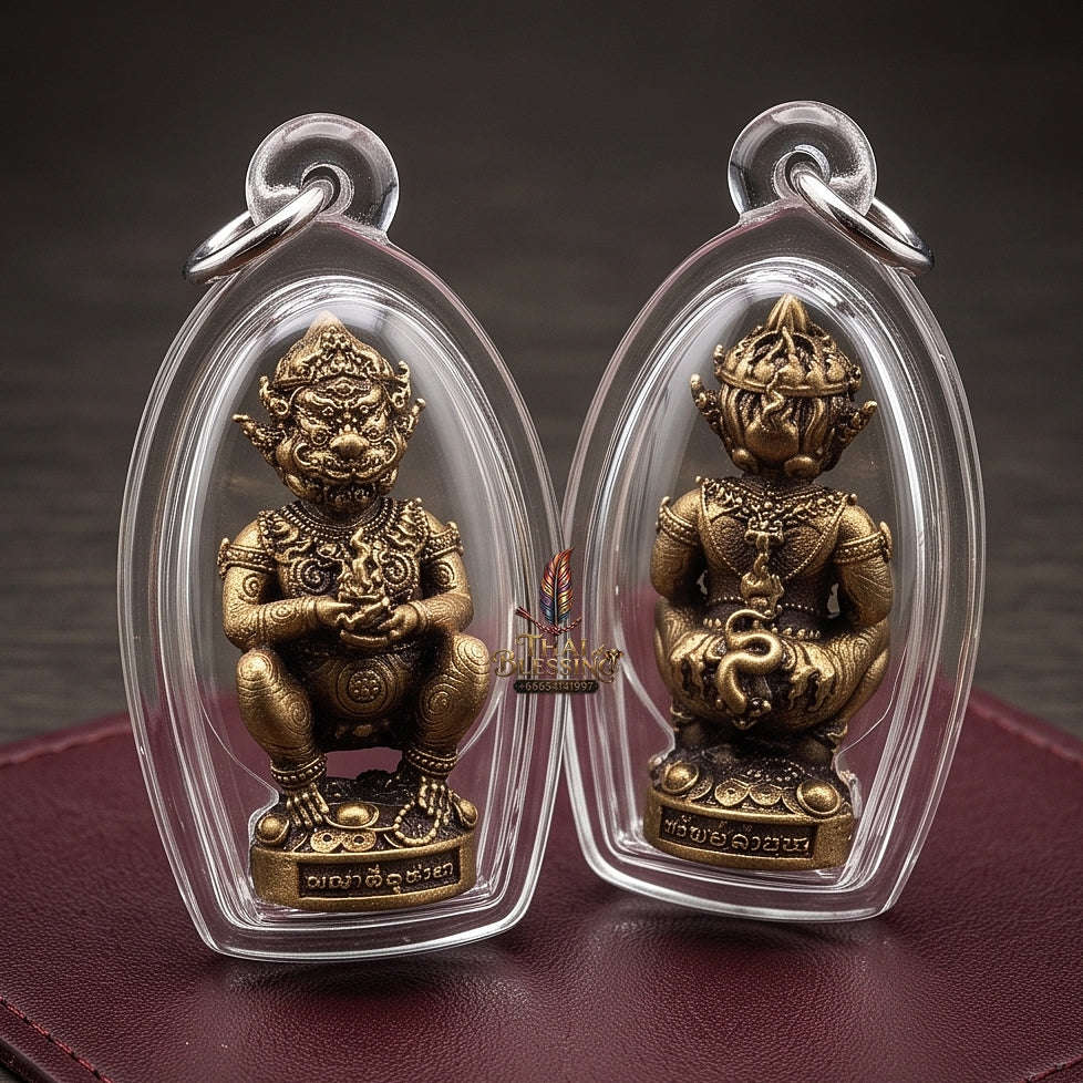 Thai Amulet Ultimate Wealth, Lanna Sorcery & Auspicious Prosperity Four-Ears Five-Eyes (Thep Si Hu Ha Ta) Talisman Thai Blessing Co By RURUECHA