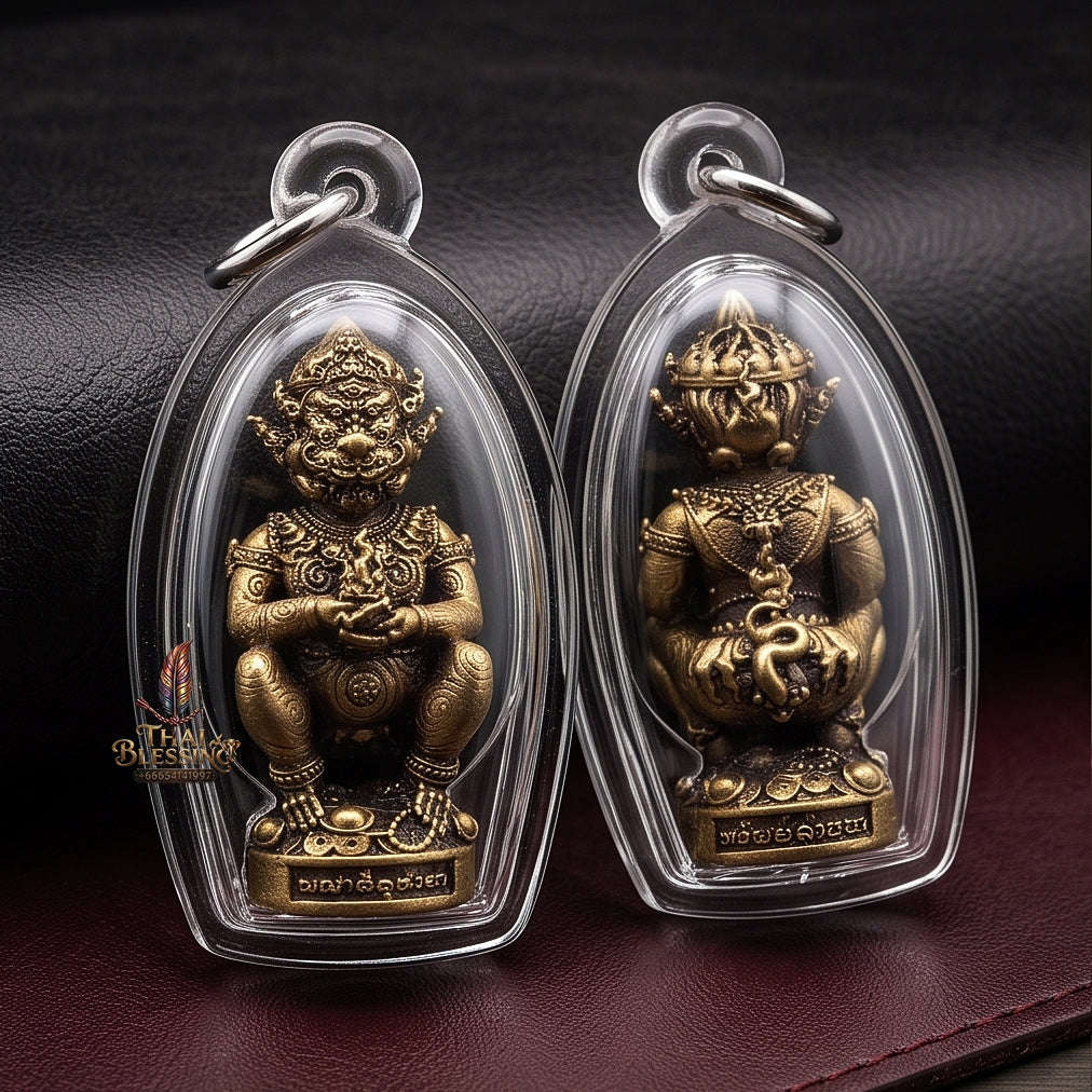 Thai Amulet Ultimate Wealth, Lanna Sorcery & Auspicious Prosperity Four-Ears Five-Eyes (Thep Si Hu Ha Ta) Talisman Thai Blessing Co By RURUECHA