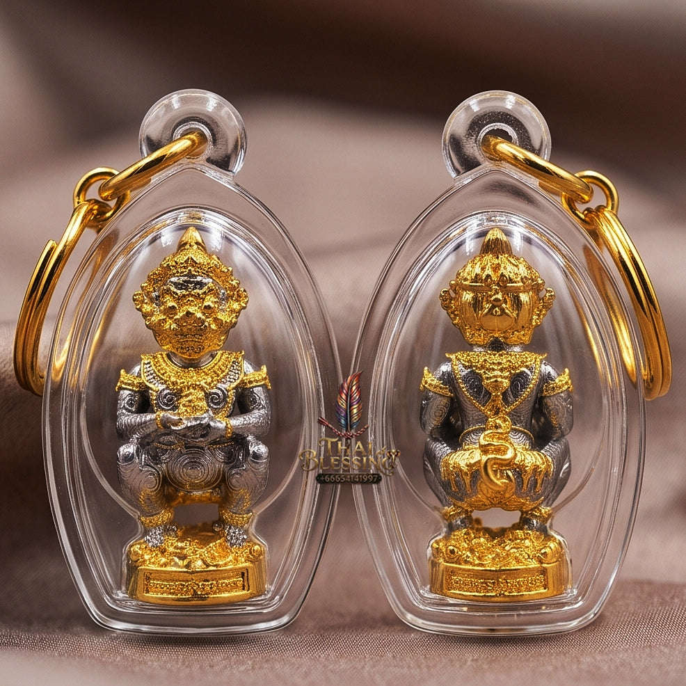 Thai Amulet Ultimate Wealth, Lanna Sorcery & Auspicious Prosperity Four-Ears Five-Eyes (Thep Si Hu Ha Ta) Talisman Thai Blessing Co By RURUECHA
