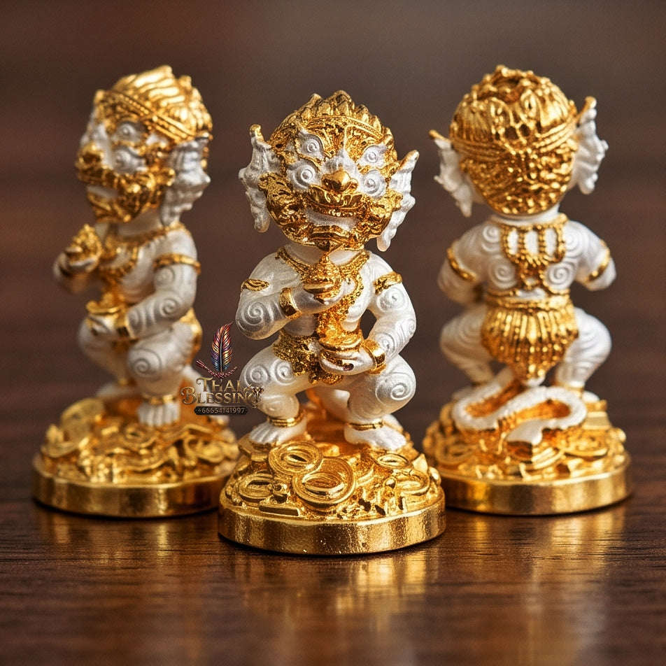 Thai Amulet Ultimate Wealth, Lanna Sorcery & Auspicious Prosperity Four-Ears Five-Eyes (Thep Si Hu Ha Ta) Talisman Thai Blessing Co By RURUECHA