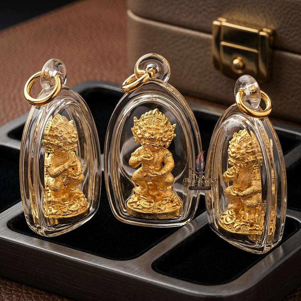 Thai Amulet Ultimate Wealth, Lanna Sorcery & Auspicious Prosperity Four-Ears Five-Eyes (Thep Si Hu Ha Ta) Talisman Thai Blessing Co By RURUECHA