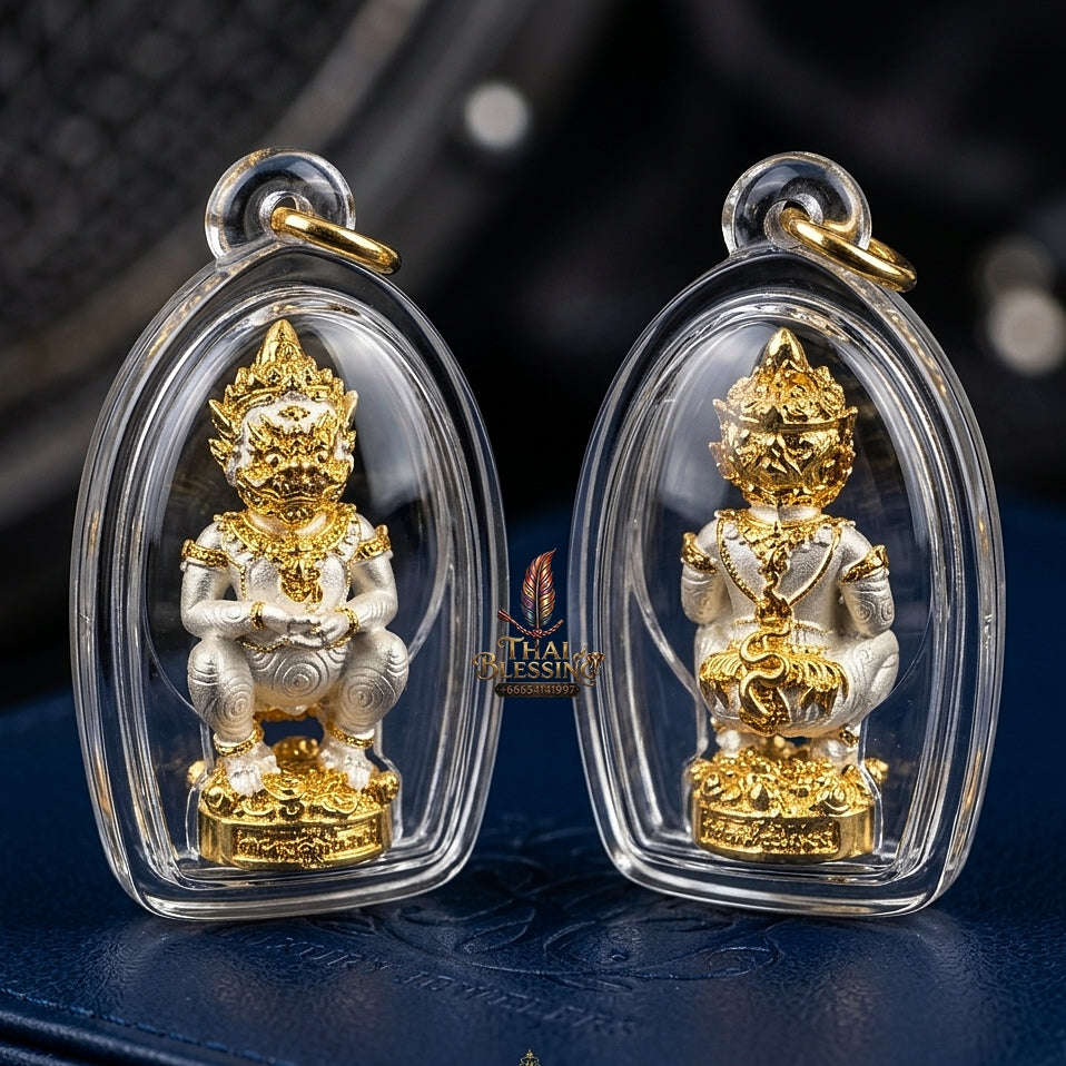 Thai Amulet Ultimate Wealth, Lanna Sorcery & Auspicious Prosperity Four-Ears Five-Eyes (Thep Si Hu Ha Ta) Talisman Thai Blessing Co By RURUECHA
