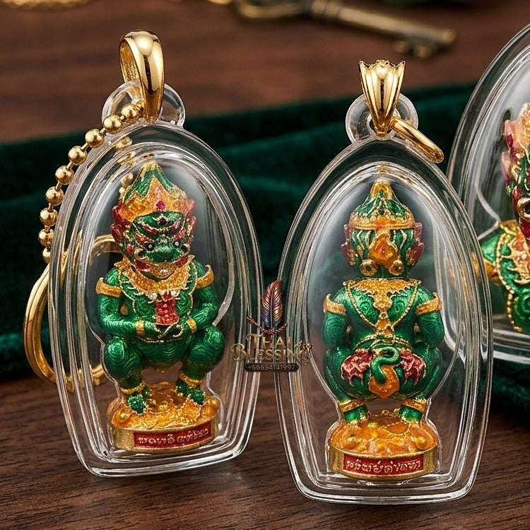 Thai Amulet Ultimate Wealth, Lanna Sorcery & Auspicious Prosperity  Four-Ears Five-Eyes (Thep Si Hu Ha Ta) Talisman Thai Blessing Co By RURUECHA
