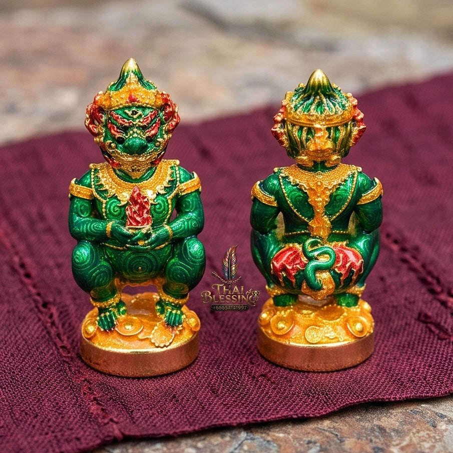 Thai Amulet Ultimate Wealth, Lanna Sorcery & Auspicious Prosperity Four-Ears Five-Eyes (Thep Si Hu Ha Ta) Talisman Thai Blessing Co By RURUECHA