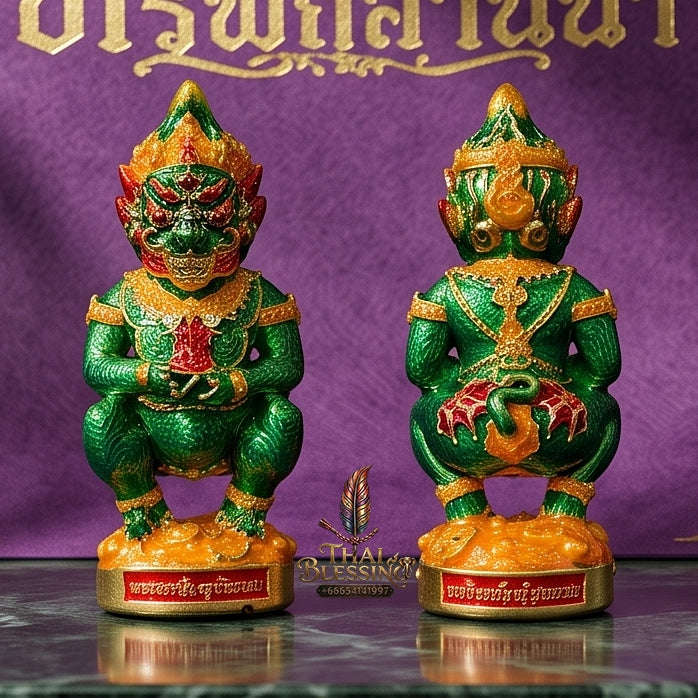 Thai Amulet Ultimate Wealth, Lanna Sorcery & Auspicious Prosperity  Four-Ears Five-Eyes (Thep Si Hu Ha Ta) Talisman Thai Blessing Co By RURUECHA