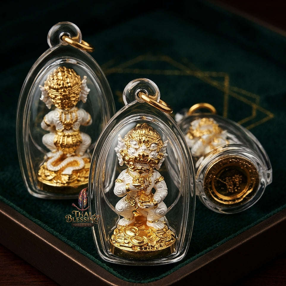 Thai Amulet Ultimate Wealth, Lanna Sorcery & Auspicious Prosperity Four-Ears Five-Eyes (Thep Si Hu Ha Ta) Talisman Thai Blessing Co By RURUECHA