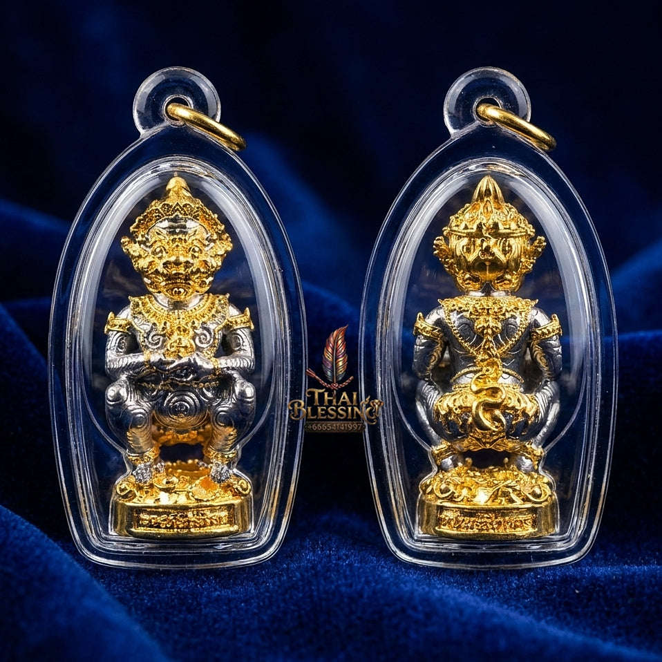 Thai Amulet Ultimate Wealth, Lanna Sorcery & Auspicious Prosperity Four-Ears Five-Eyes (Thep Si Hu Ha Ta) Talisman Thai Blessing Co By RURUECHA