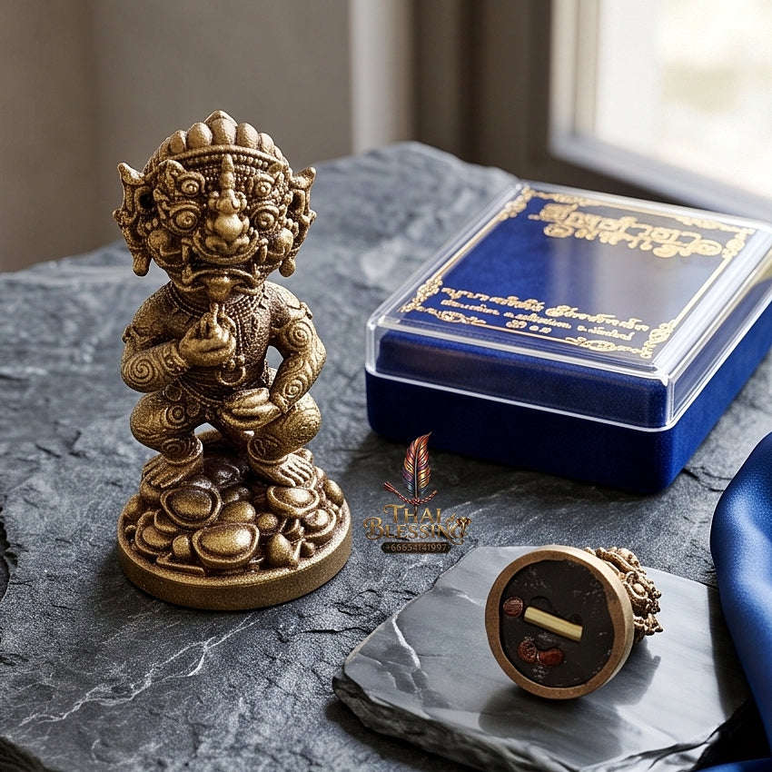 Thai Amulet Ultimate Wealth, Lanna Sorcery & Auspicious Prosperity Masterpiece — Maha Heng Loi Ongk Four-Ears Five-Eyes (Thep Si Hu Ha Ta) Talisman Thai Blessing Co By RURUECHA