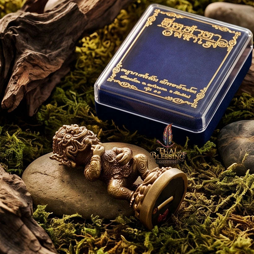 Thai Amulet Ultimate Wealth, Lanna Sorcery & Auspicious Prosperity Masterpiece — Maha Heng Loi Ongk Four-Ears Five-Eyes (Thep Si Hu Ha Ta) Talisman Thai Blessing Co By RURUECHA