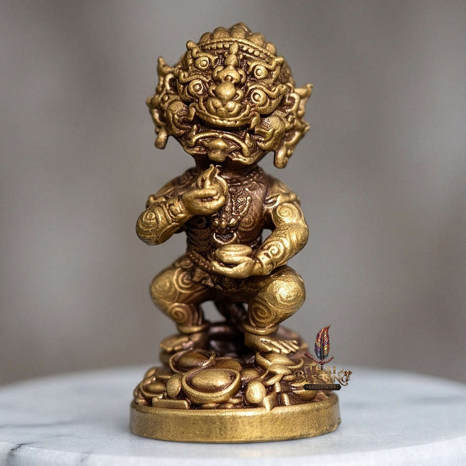 Thai Amulet Ultimate Wealth, Lanna Sorcery & Auspicious Prosperity Masterpiece — Maha Heng Loi Ongk Four-Ears Five-Eyes (Thep Si Hu Ha Ta) Talisman Thai Blessing Co By RURUECHA