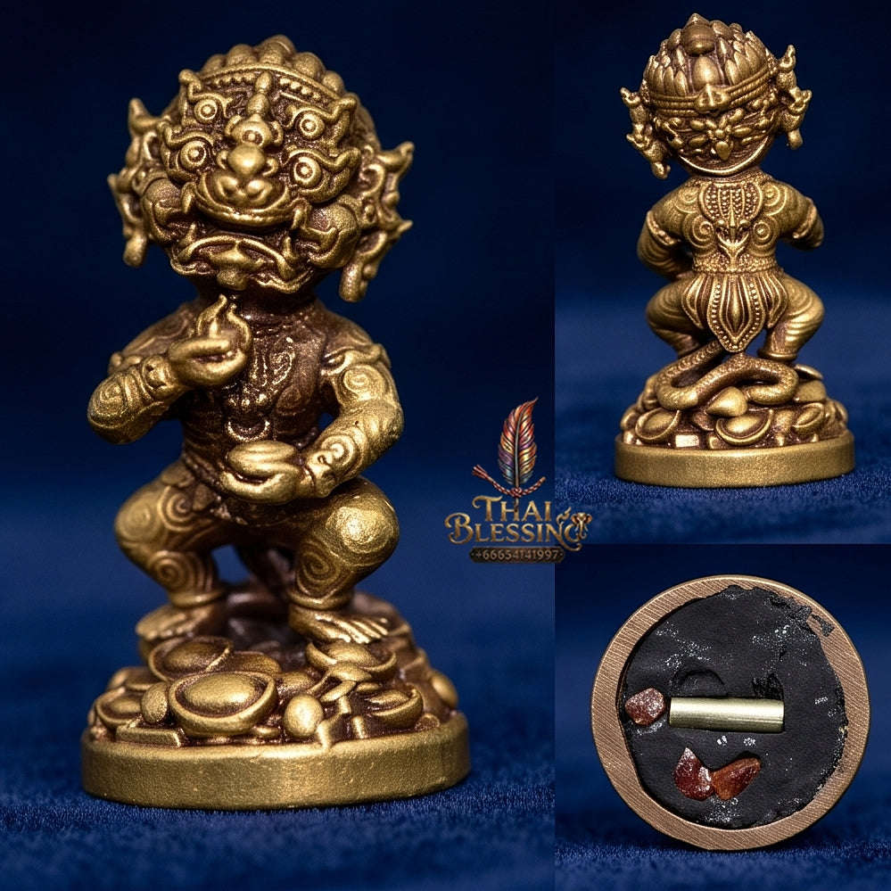 Thai Amulet Ultimate Wealth, Lanna Sorcery & Auspicious Prosperity Masterpiece — Maha Heng Loi Ongk Four-Ears Five-Eyes (Thep Si Hu Ha Ta) Talisman Thai Blessing Co By RURUECHA