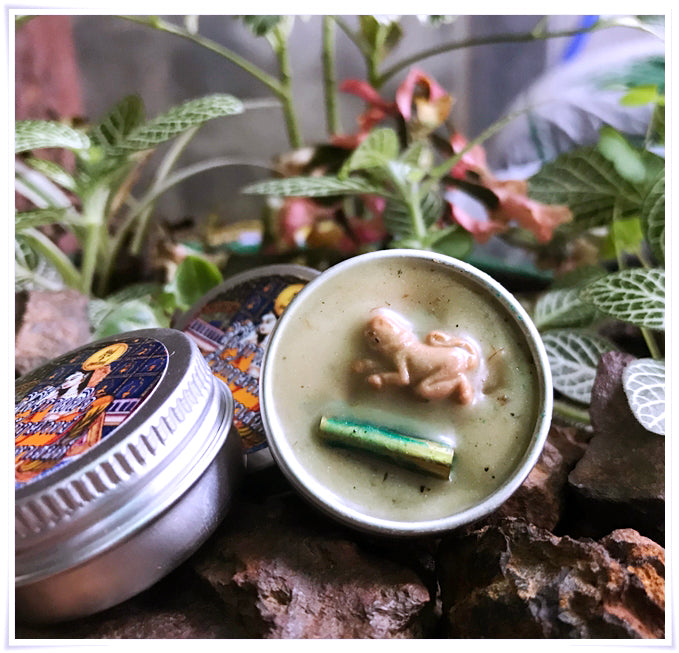 Thai attraction charm balm in a silver tin with a unique charm and herbal ingredients for attraction purposes