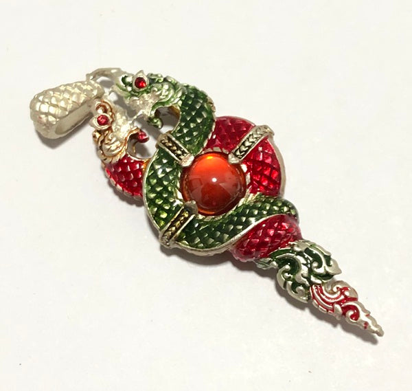 Thai Blessed Amulet Luang Phor Uen Gold Dragon Pendant ร้านค้าของฉัน hite gold polished Silver plated enamel Polished Copper Silver plated enamel-Polished Copper-hite gold polished-